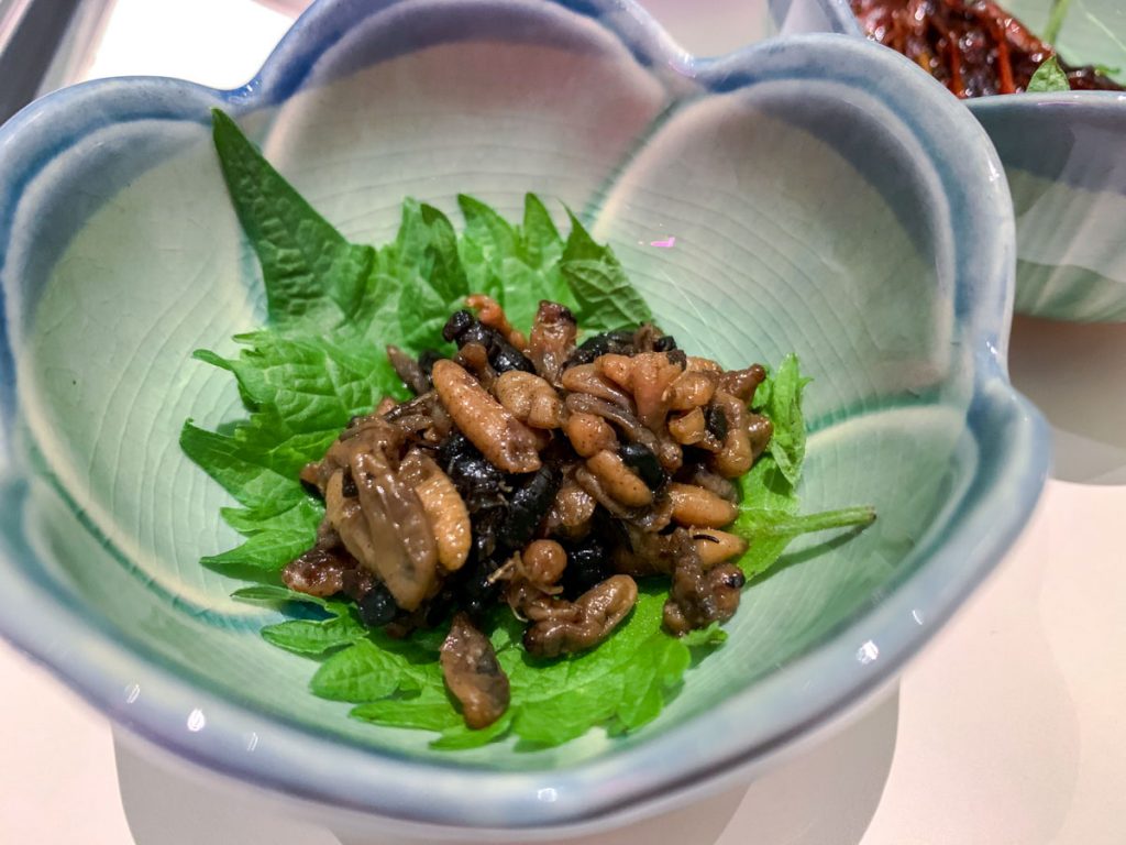 Bee Larva Boiled in Soy Sauce and Sugar Appetizer