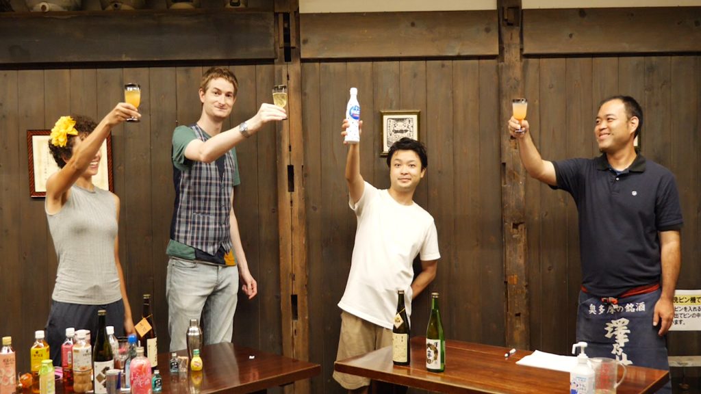 sake cocktail challenge at Sawanoi sake brewery complete! Kanpai!