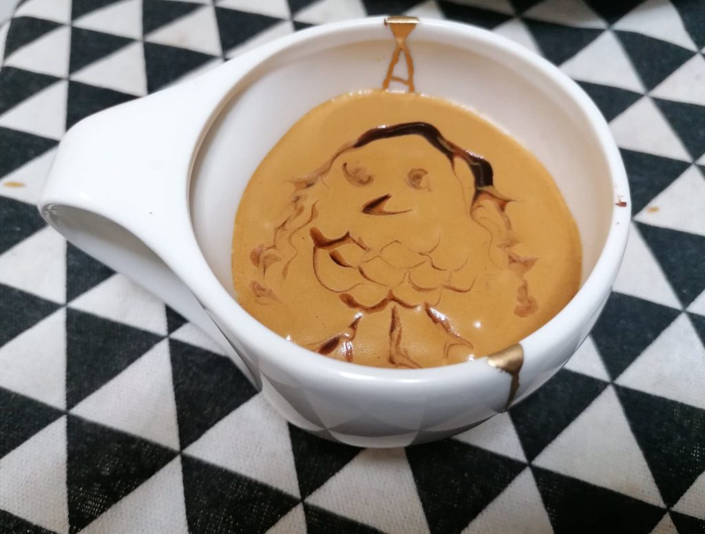 Amabie Dalgona coffee latte art